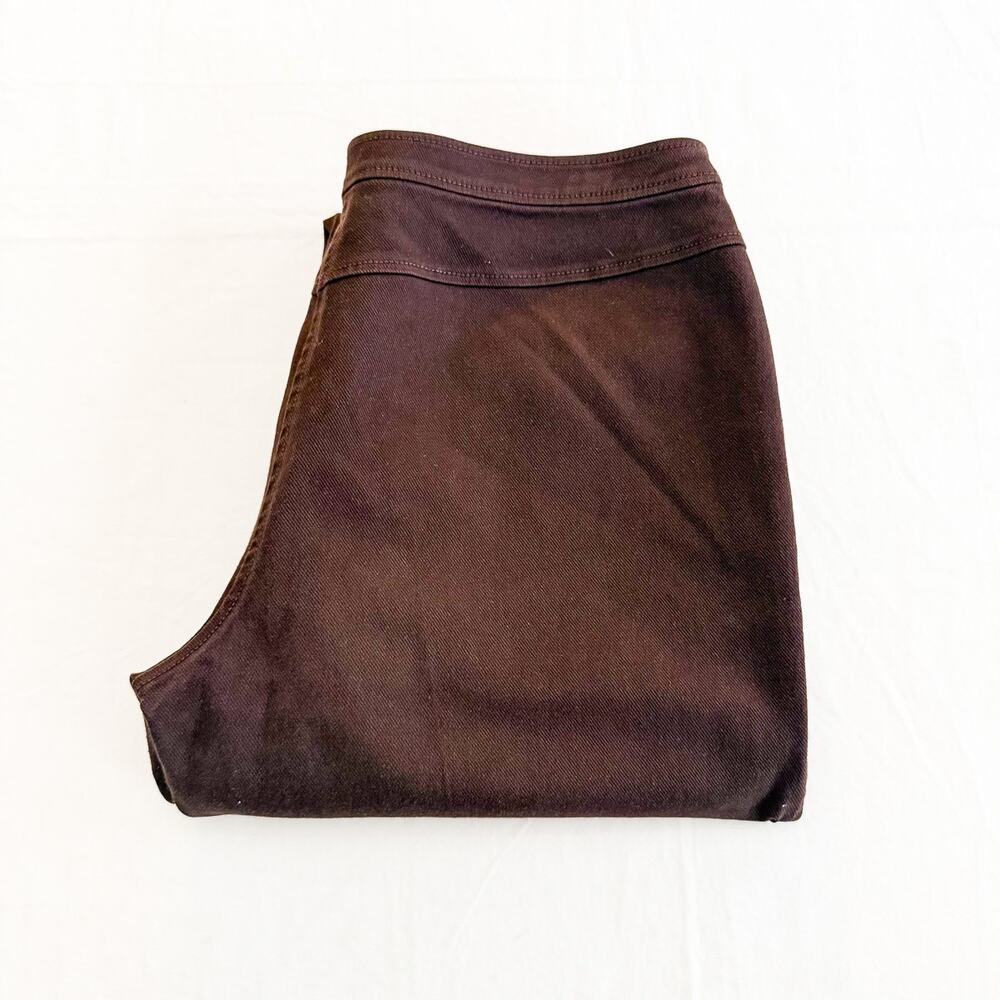 St. John Sport Brown Wide Leg Denim Jeans Size 14 Zip Fly